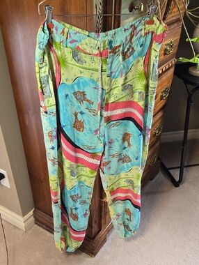 NWT Tropical Print Relaxed Harem Barrel Women's Pants XL